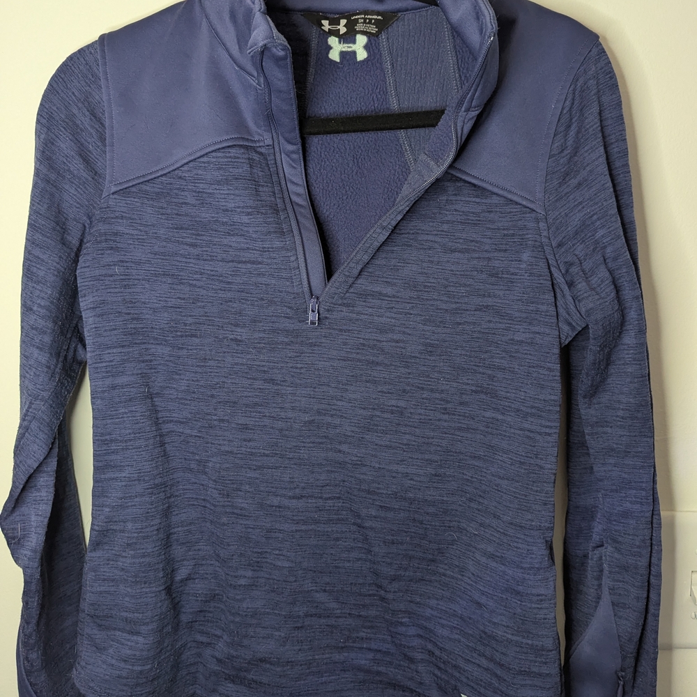 Under Armour Women's Blue Quarter-Zip Pullover Athletic Top